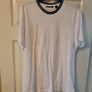 Perry Ellis White Tee with Black Collar